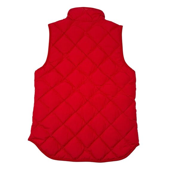 J Crew Quilted Vest Women’s Size XS Red Full Zip Sleeveless Cargo Pockets Casual - Picture 2 of 8